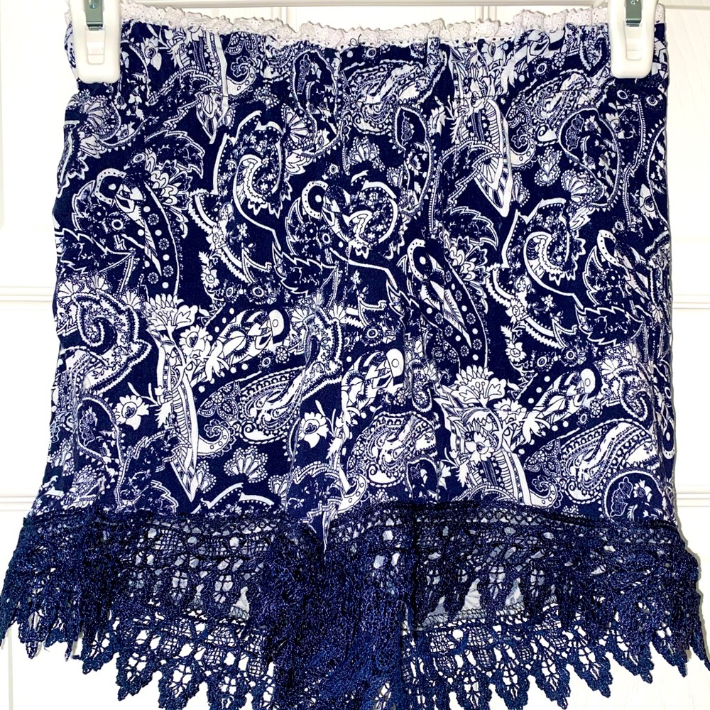 Laced Blue Paperbag Shorts